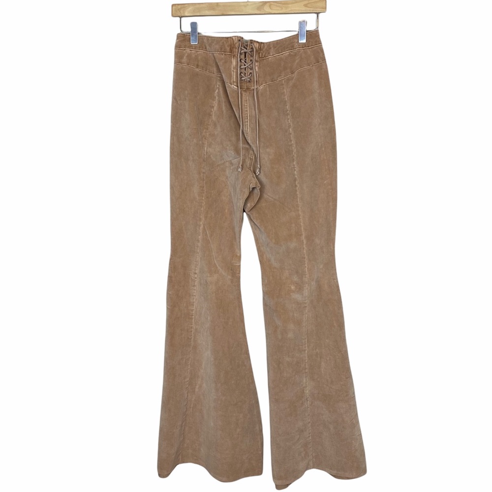 Free People CRVY Cord Lace Up Back Flare Jeans Size 34 - Picture 7 of 10